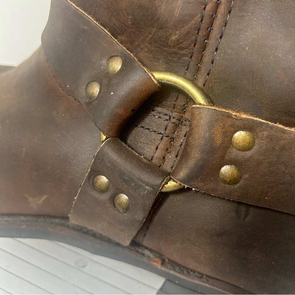 FRYE Gaucho Oiled Brown Conway Leather Harness Moto Biker Western Boot 87350 - Picture 11 of 12